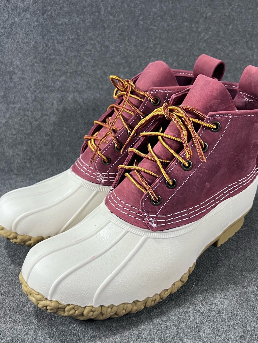 LL Bean Limited Edition Red Maroon & White Duck Boots Women's Size 9 M